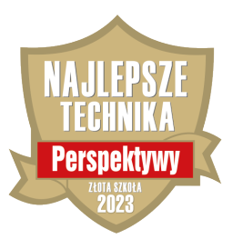 Tarcza "Złote Technikum" 2023 przyznawana w rankingu tygodnika "Perspektywy".