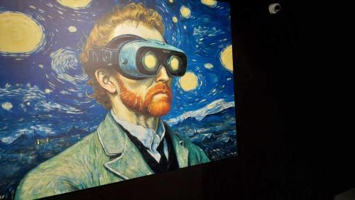 Portret Van Gogha z goglami VR.